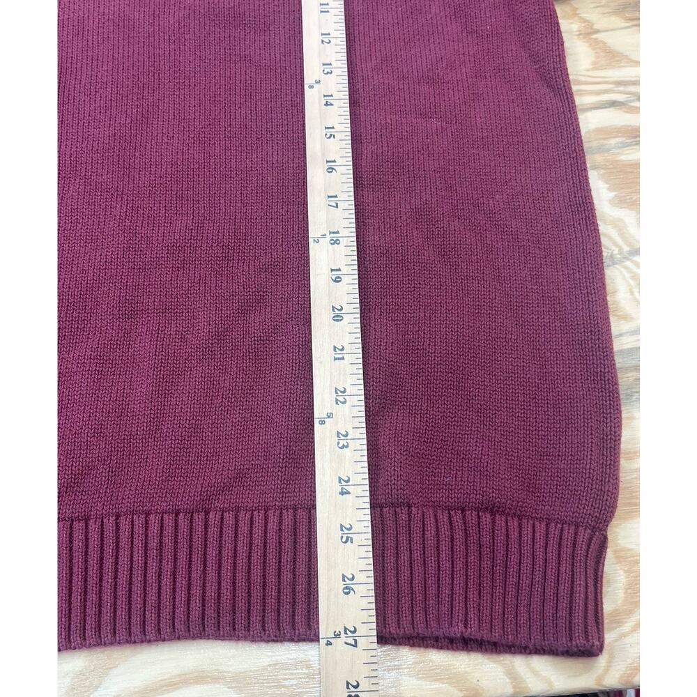 LL Bean Mens Quarter Zip Knit Sweater Size Large Burgundy Thick Outdoor Golf - Picture 7 of 8
